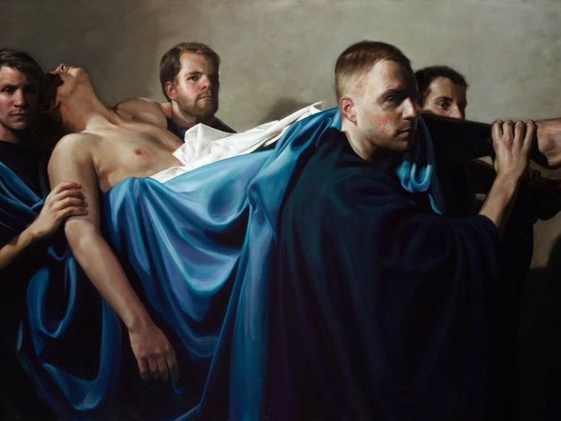 Egbert Modderman, 'Zieken verzorgen'. een schilderij in de Martinikerk