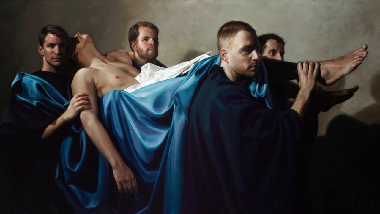 Egbert Modderman, 'Zieken verzorgen'. een schilderij in de Martinikerk